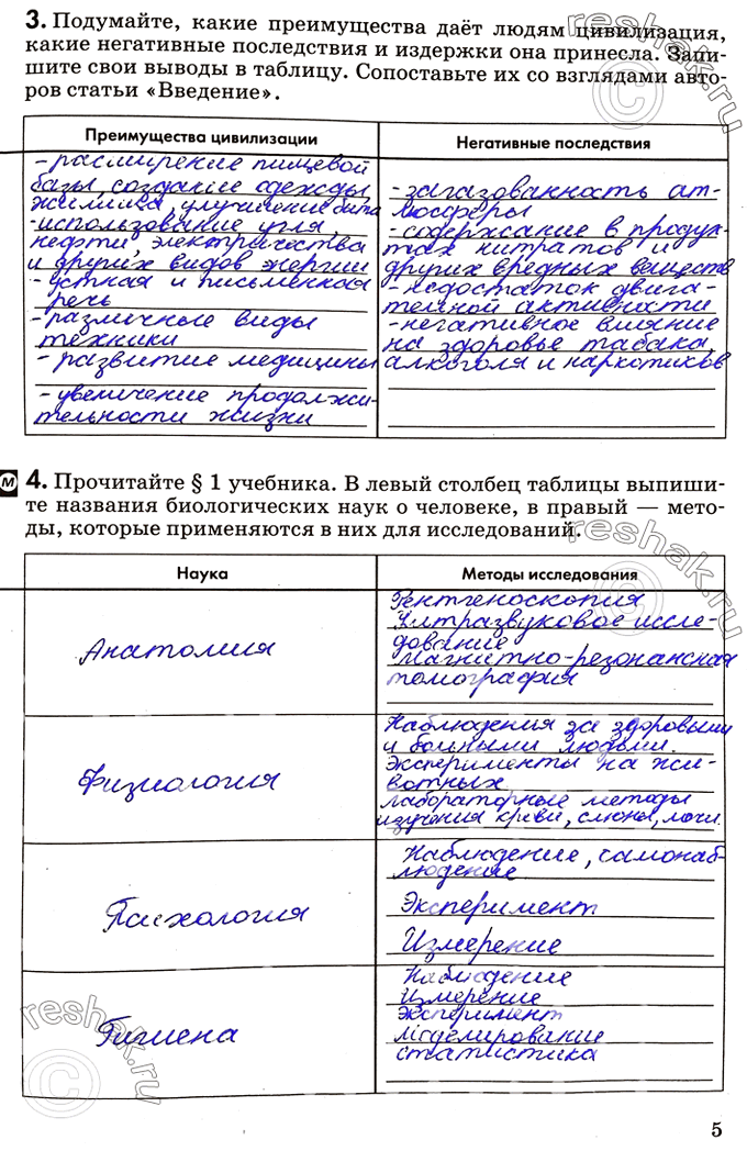 Изображение 3. Подумайте, какие преимущества даёт людям цивилизация, какие негативные последствия и издержки она принесла. Запишите свои выводы в таблицу. Сопоставьте их со...