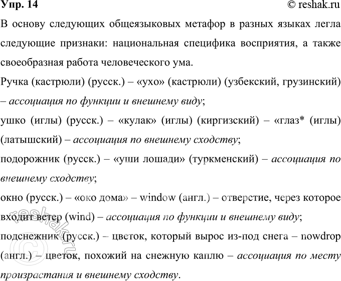 Изображение 14 Какие признаки легли в основу следующих общеязыковых метафор в разных языках?Ручка (кастрюли) (русск.) — «ухо» (кастрюли) (узбекский, грузинский); ушко (иглы)...